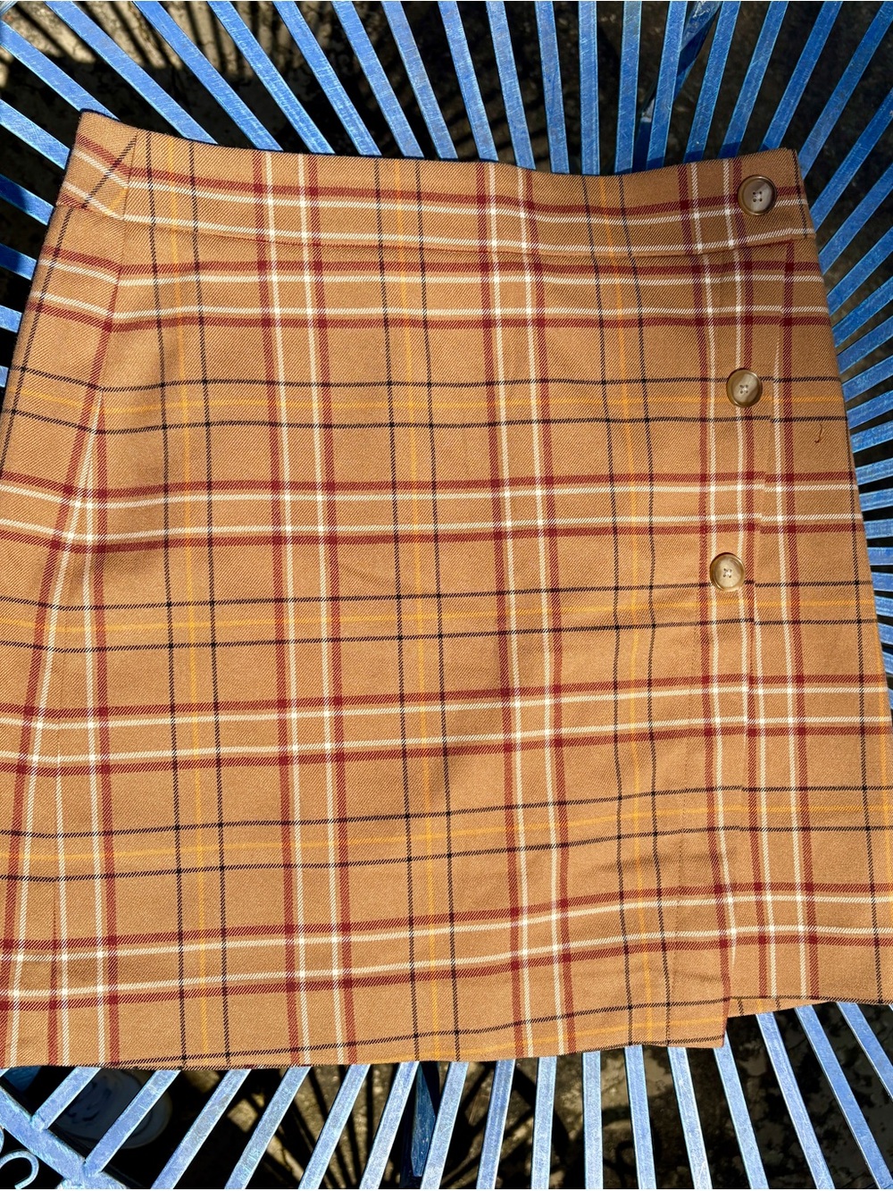 Vintage LOFT Plaid Wrap Mini Skirt, Size 2P